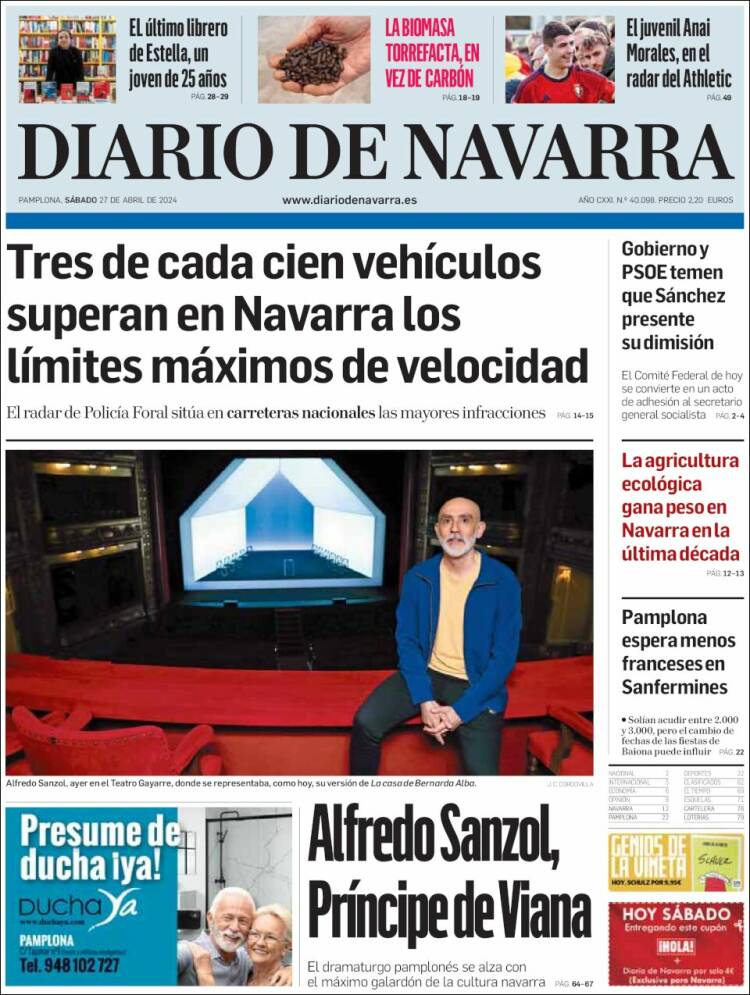Portada de Diario de Navarra (España)