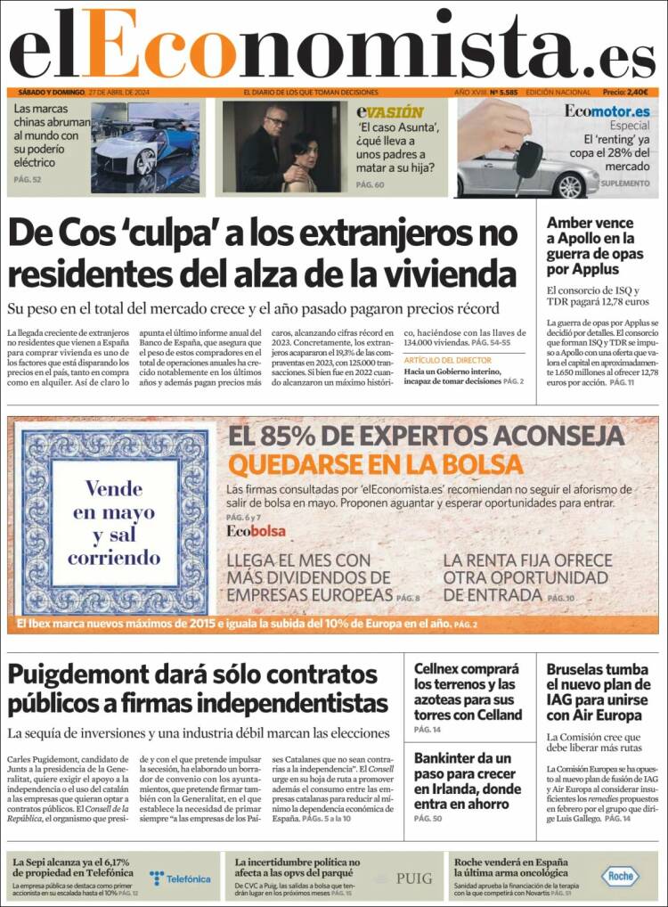 Portada de El Economista (Espa&ntilde;a)