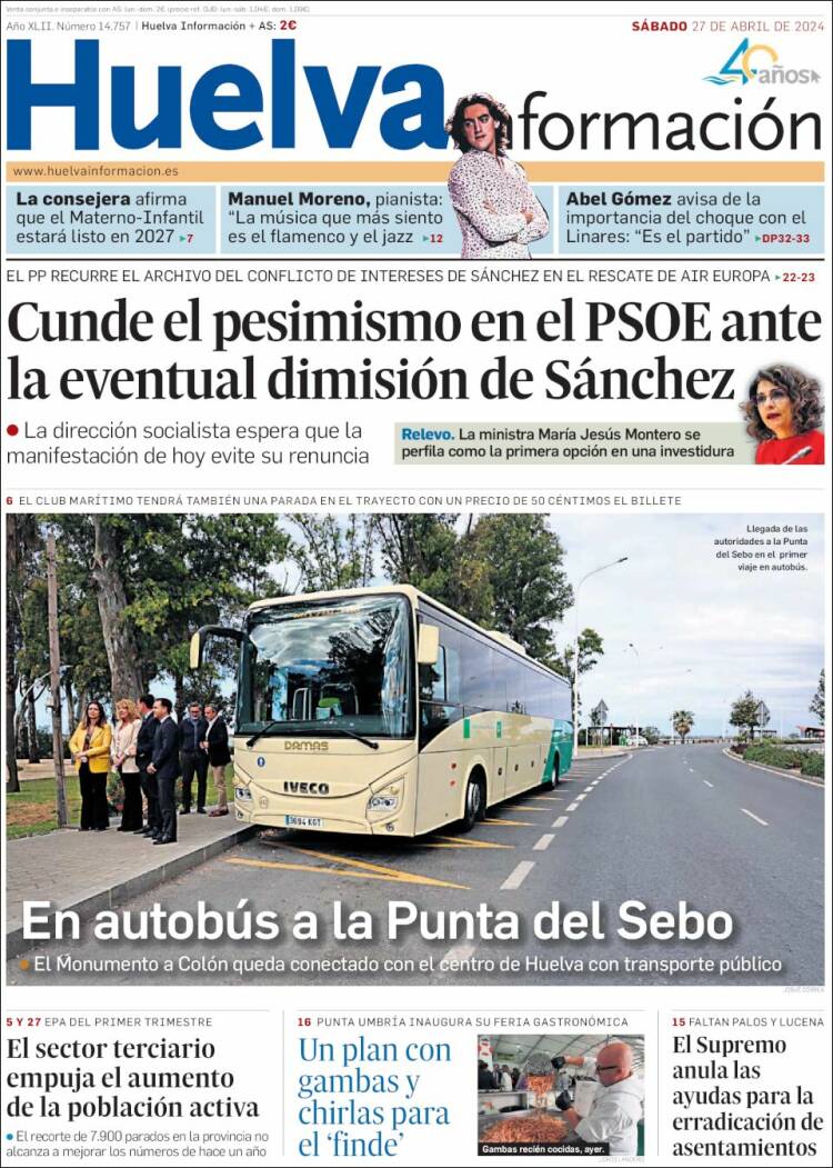 Portada de Huelva Información (España)