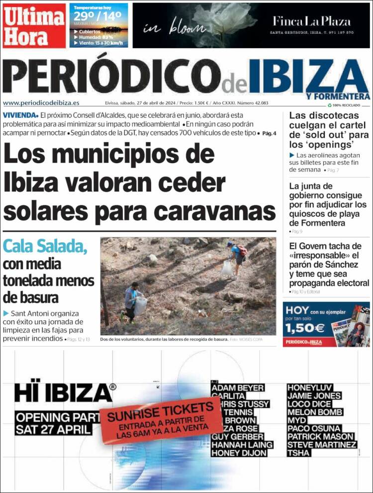 Portada de Periódico de Ibiza (España)