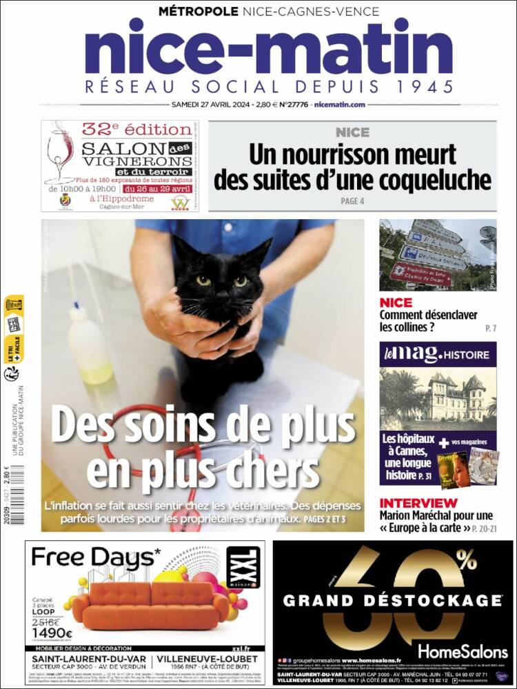 Portada de Nice-Matin (Francia)