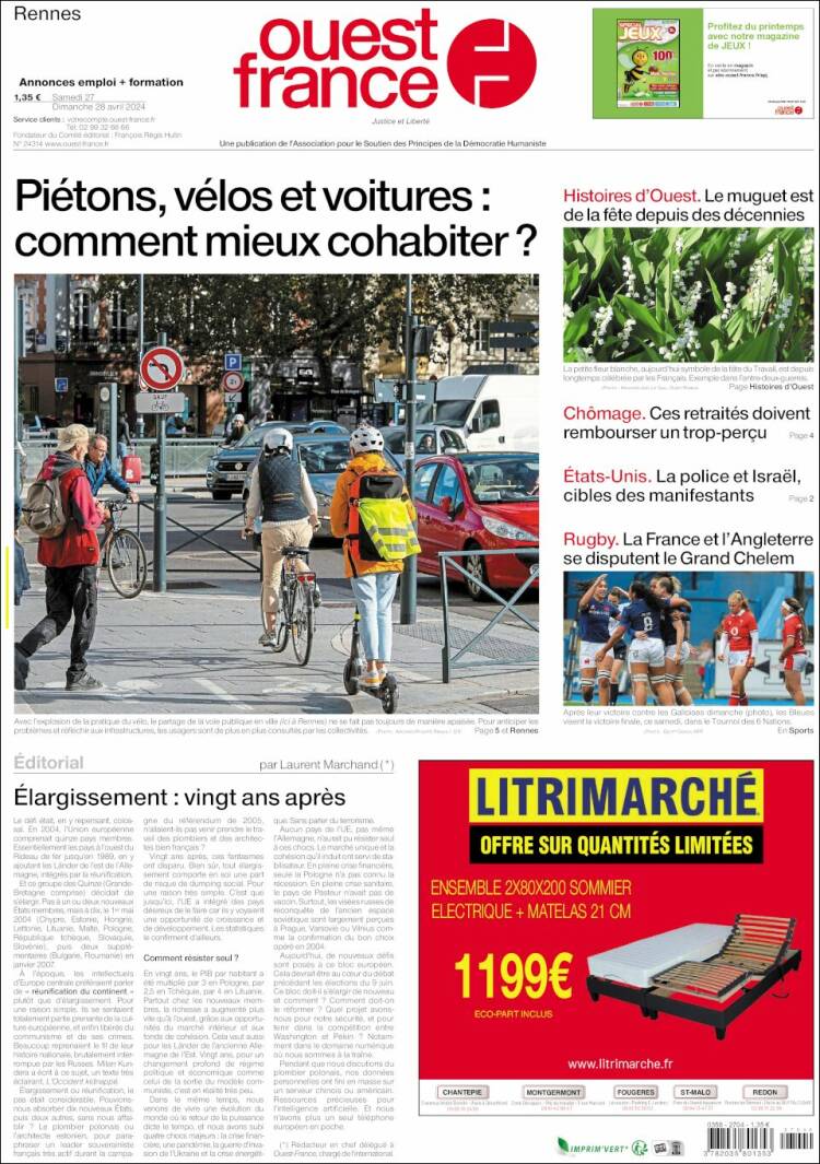 Portada de Ouest France (Francia)