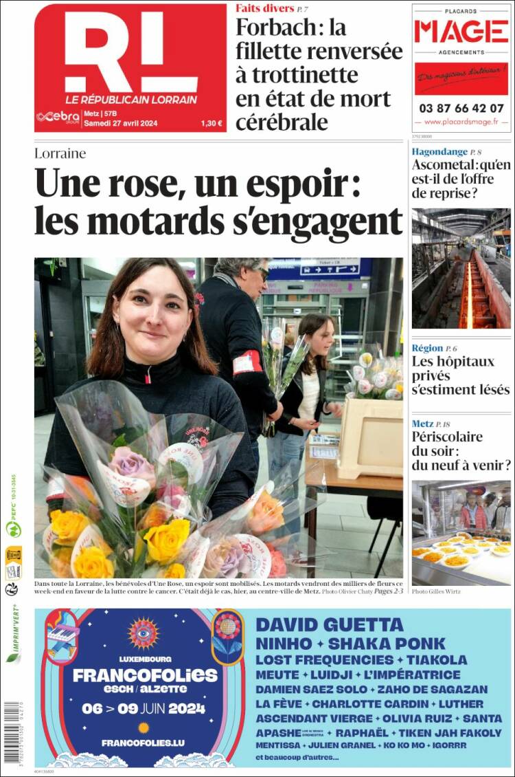 Portada de Le Republicain Lorrain (Francia)