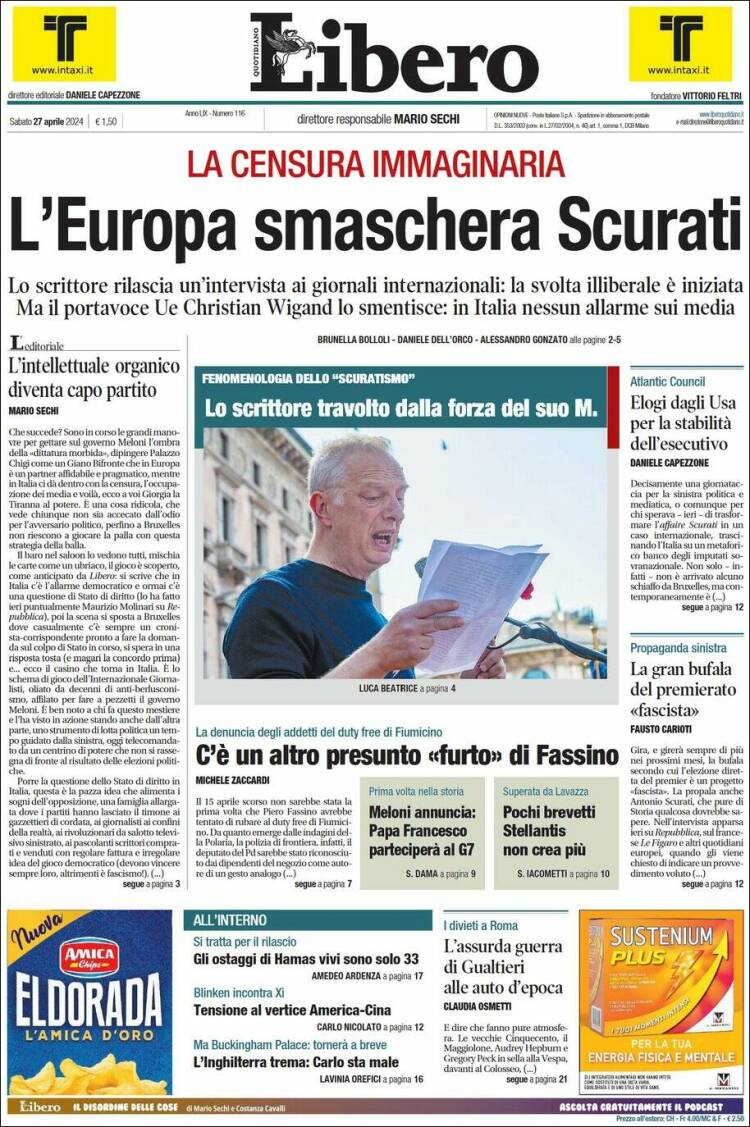 Portada de Libero (Italia)