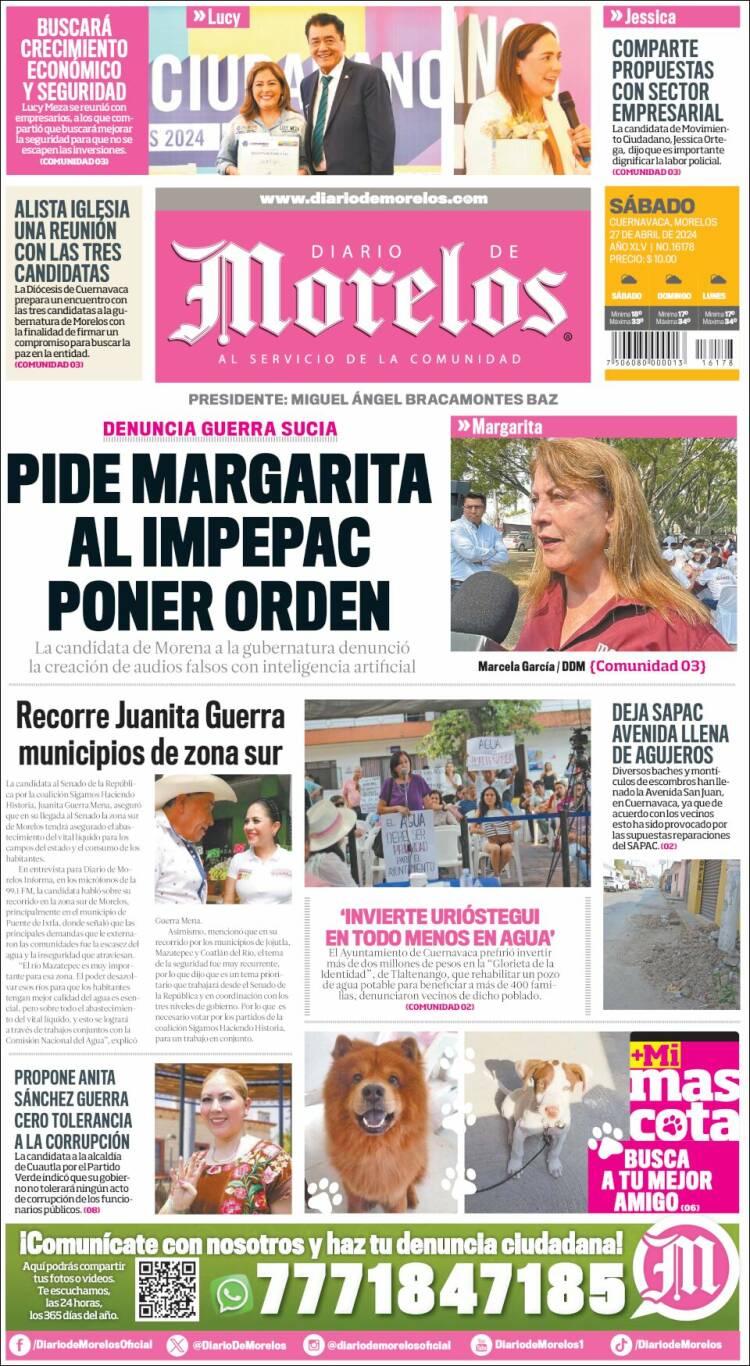 Portada de Diario de Morelos (M&eacute;xico)