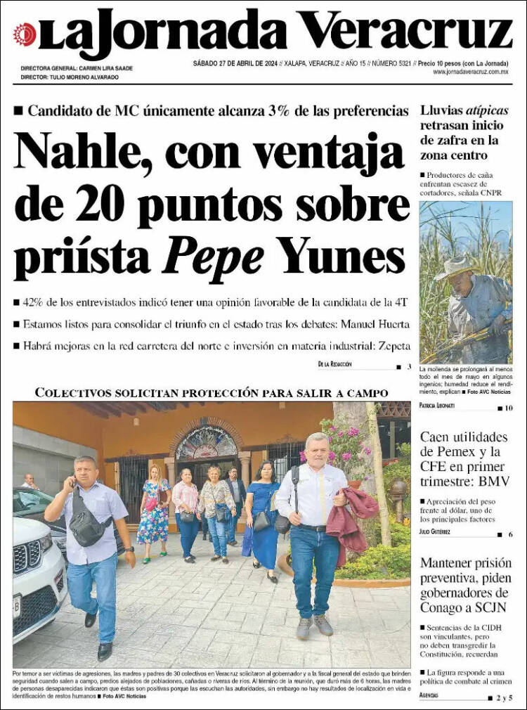 Portada de La Jornada Veracruz (M&eacute;xico)