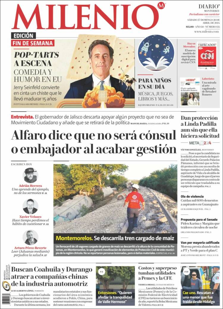 Portada de Milenio de Monterrey (M&eacute;xico)