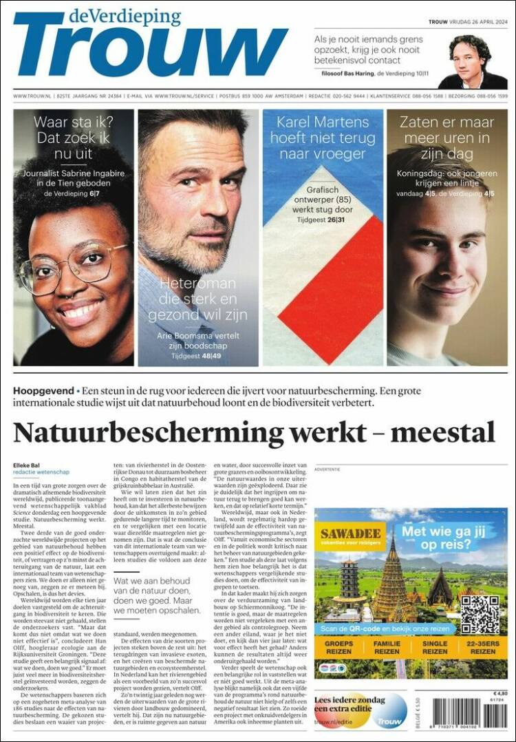 Portada de Trouw (Pa&iacute;ses Bajos)