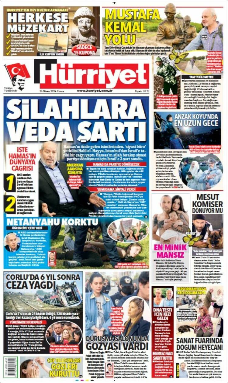 Portada de Hürriyet (Turqu&iacute;a)