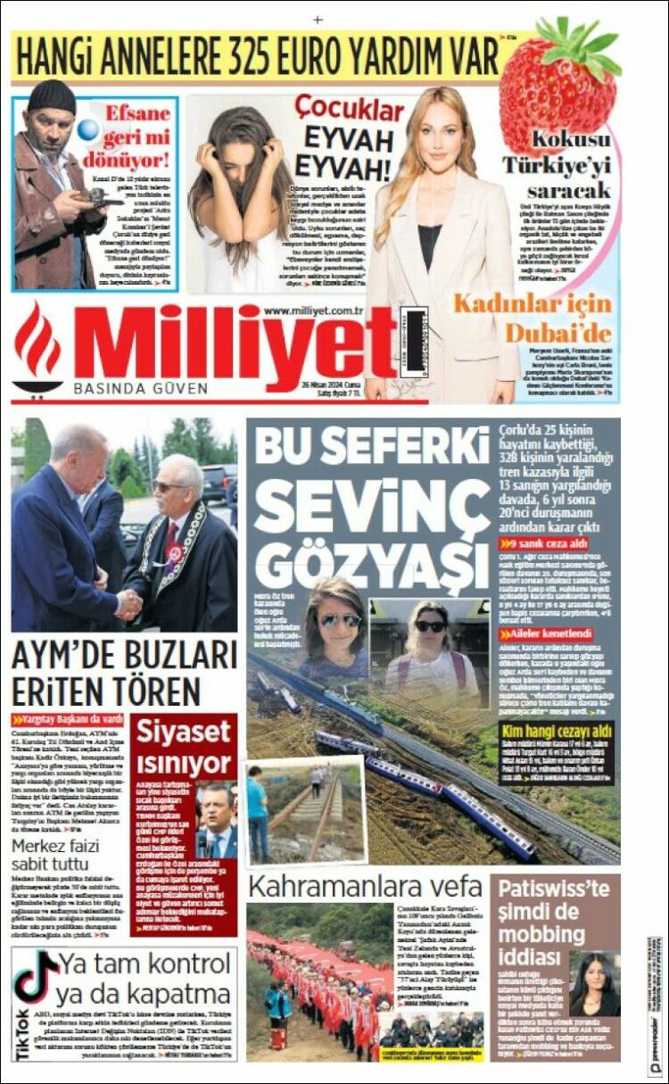 Portada de Milliyet (Turqu&iacute;a)