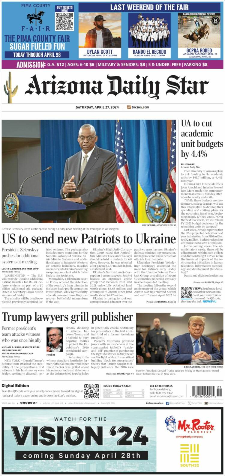Portada de Arizona Daily Star (USA)