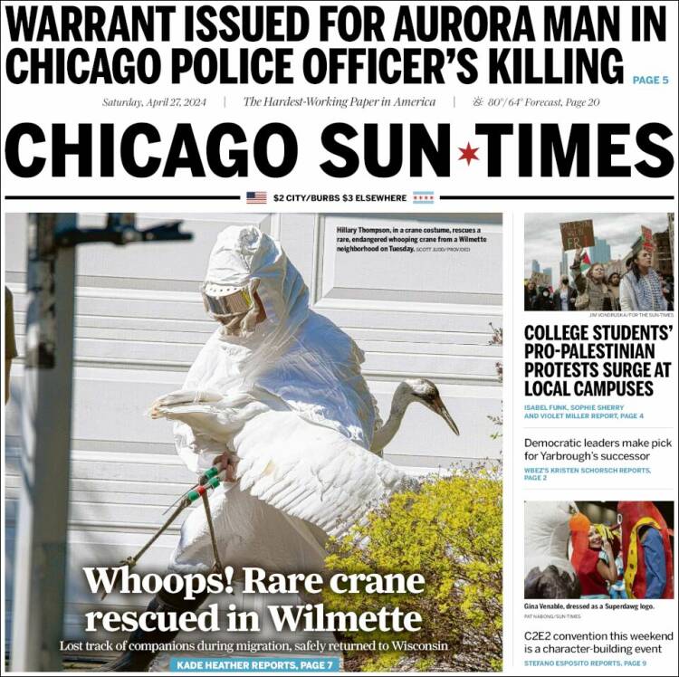 Portada de Chicago Sun-Times (USA)