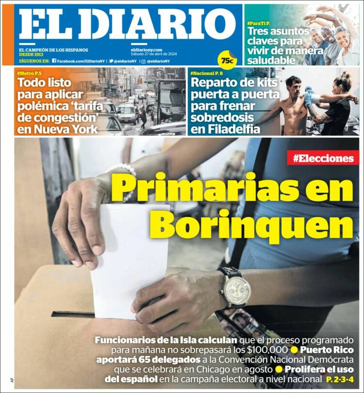 Portada de El Diario NY (USA)