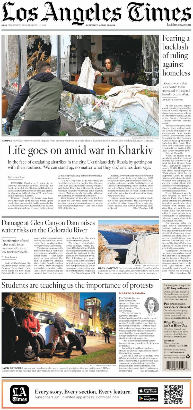 Portada de Los Angeles Times (USA)