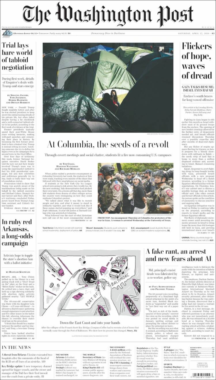 Portada de The Washington Post (USA)