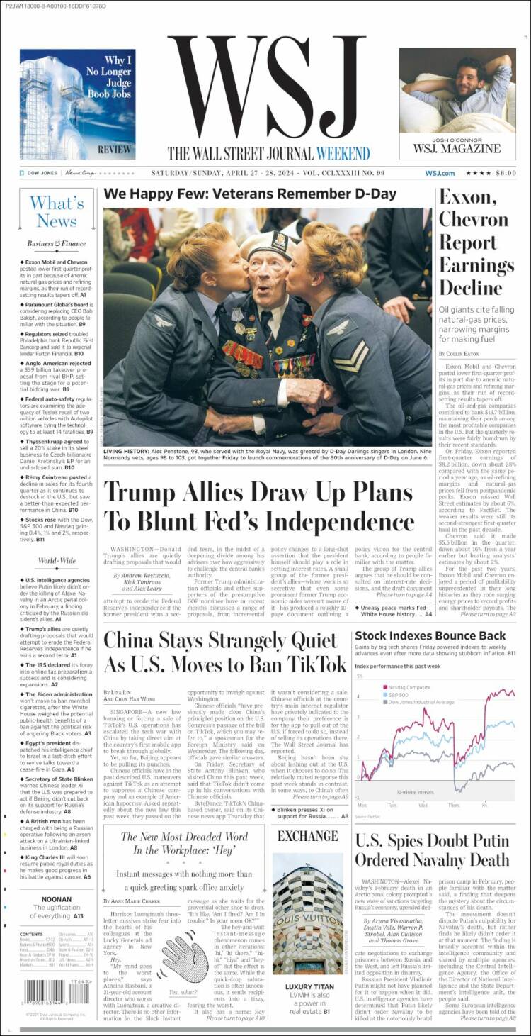 Portada de Wall Street Journal (USA)