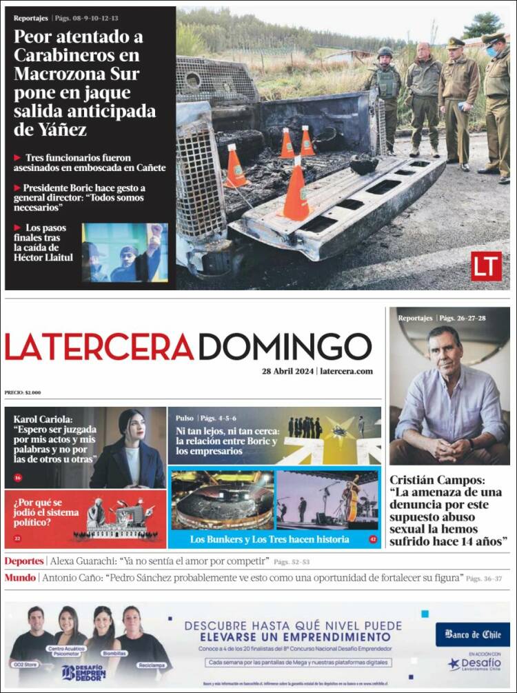 Portada de La Tercera (Chile)