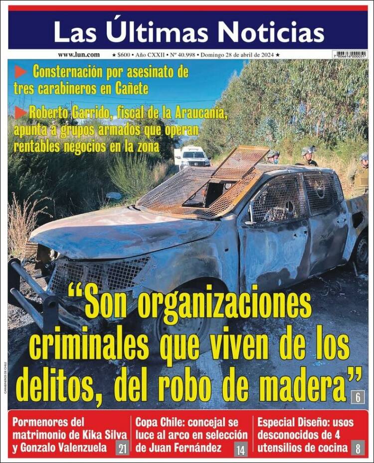 Portada de Las Últimas Noticias (Chile)