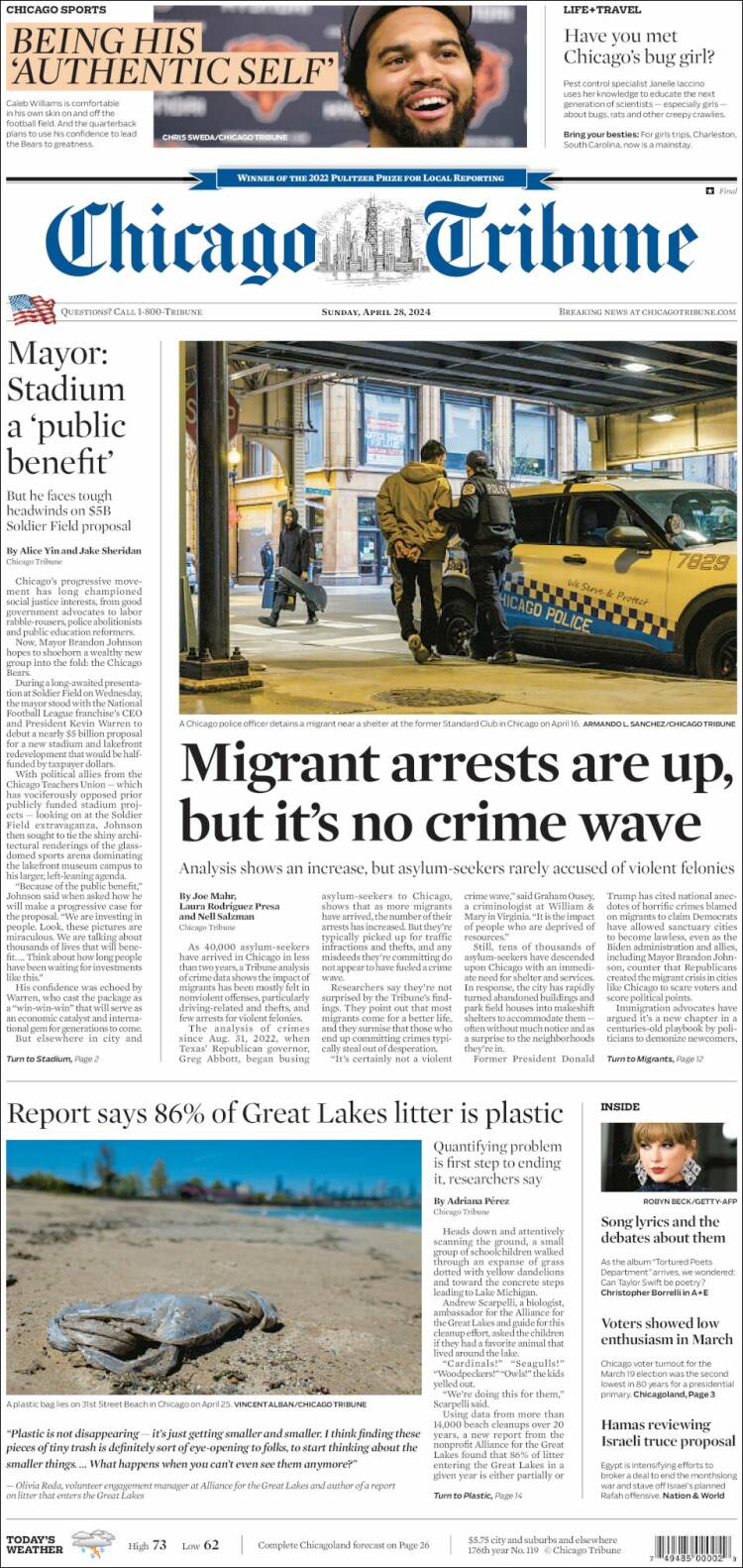 Portada de Chicago Tribune (USA)