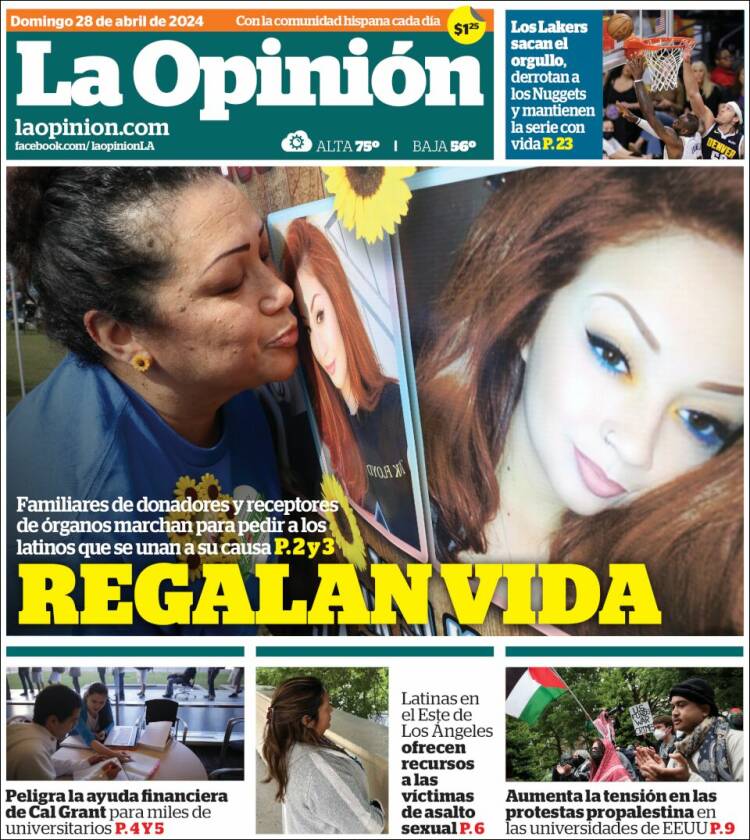 Portada de La Opinión (USA)