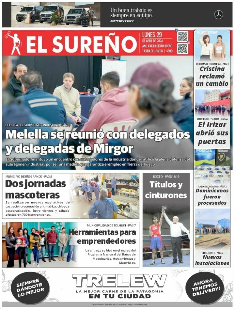 Portada de Diario El Sureño (Argentina)