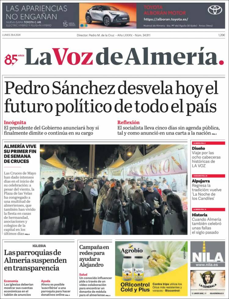 Portada de La Voz de Almería (España)