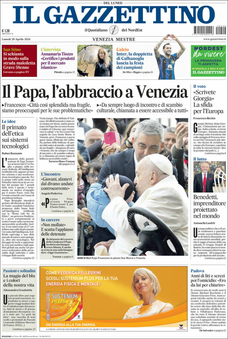 Portada de Il Gazzettino (Italia)