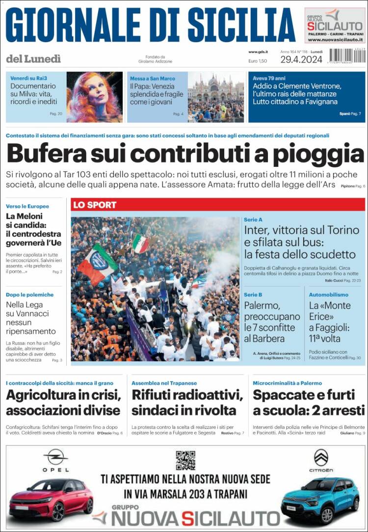 Portada de Giornale di Sicilia (Italia)