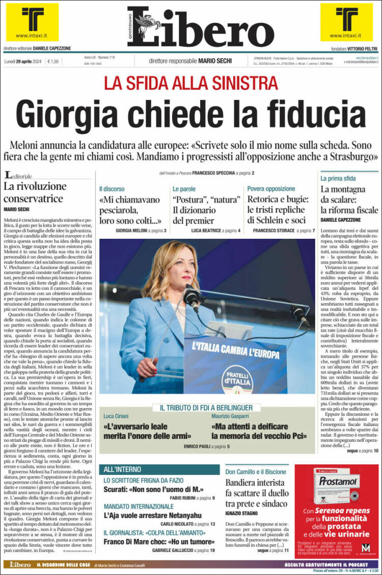 Portada de Libero (Italia)