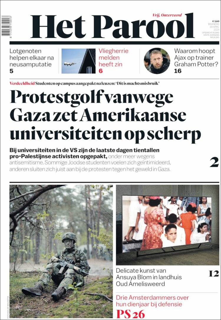 Portada de Het Parool (Pa&iacute;ses Bajos)