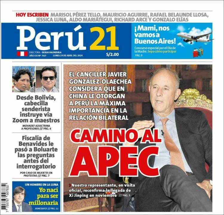 Portada de Perú 21 (Per&uacute;)