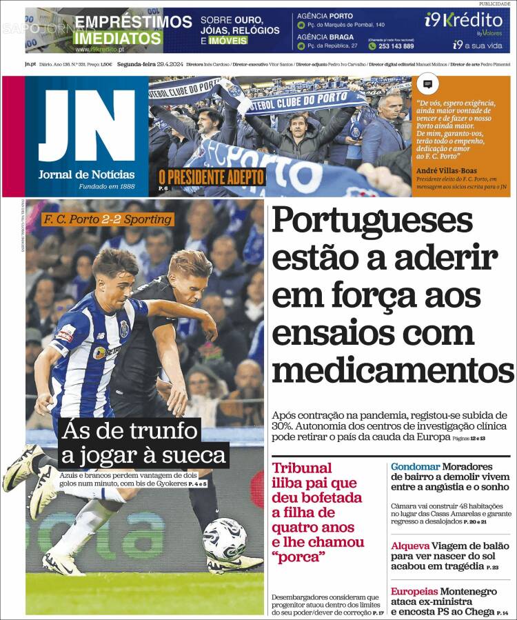 Portada de Jornal de Notícias (Portugal)