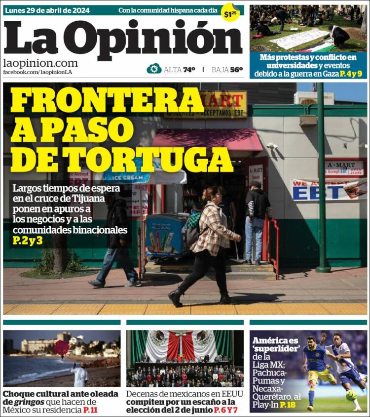 Portada de La Opinión (USA)