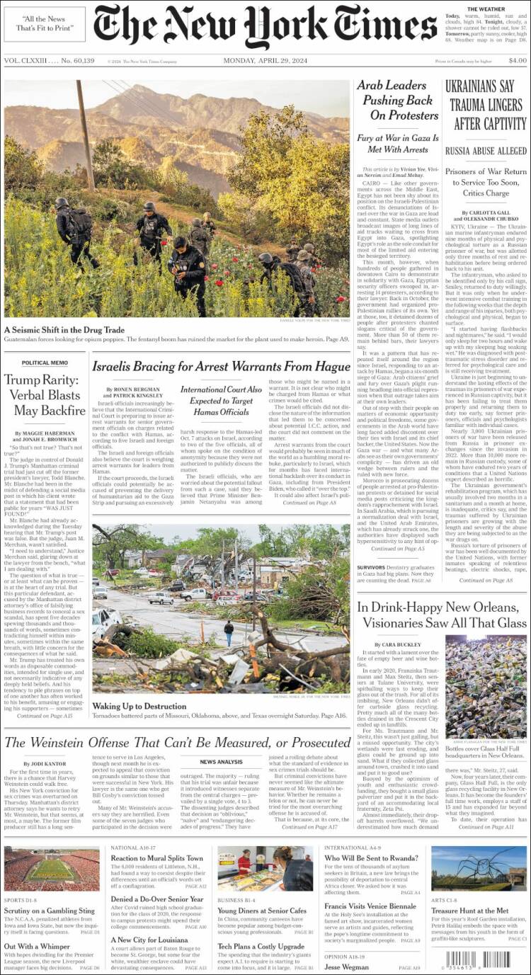 Portada de New York Times (USA)