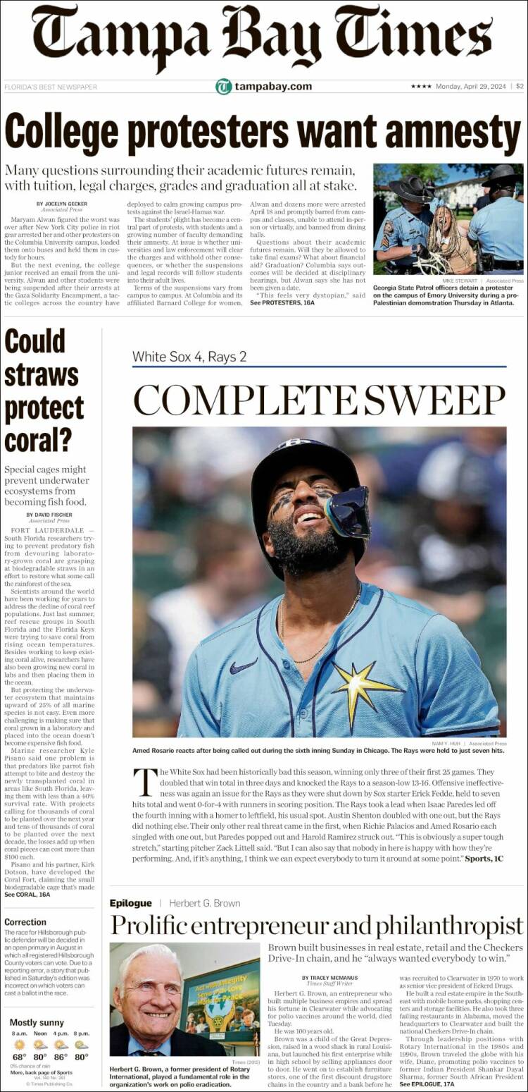 Portada de Tampa Bay Times (USA)