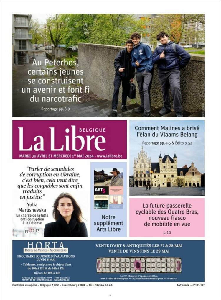 Portada de La Libre.be (B&eacute;lgica)