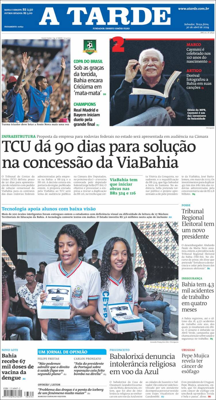 Portada de Diário A Tarde (Brasil)