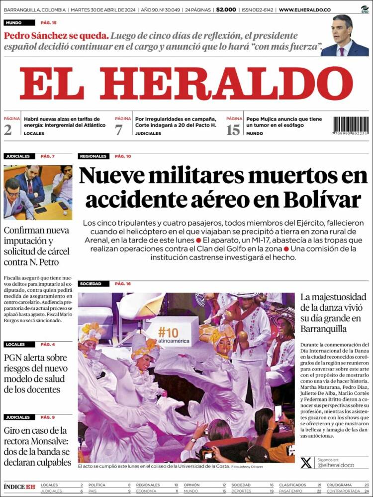 Portada de El Heraldo (Colombia)