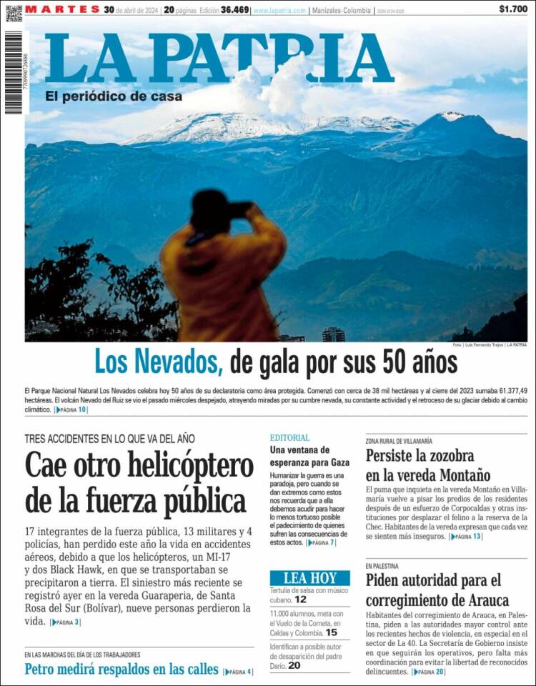 Portada de La Patria (Colombia)