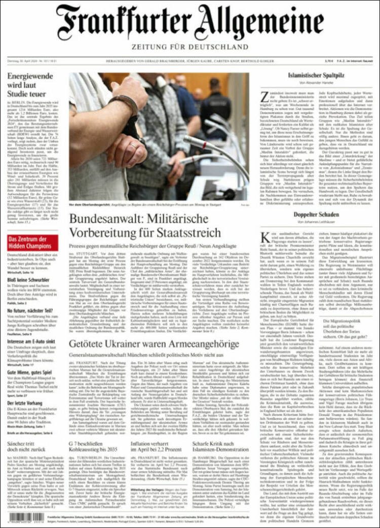 Portada de Frankfurter Allgemeine (Alemania)