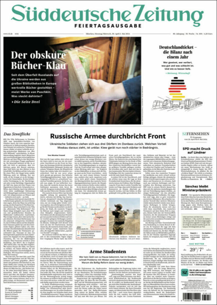 Portada de Sueddeutsche (Alemania)