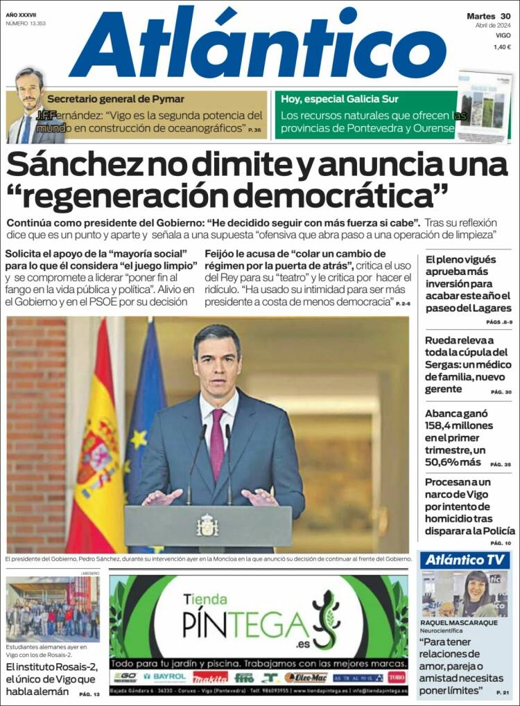Portada de Atlántico Diario (España)