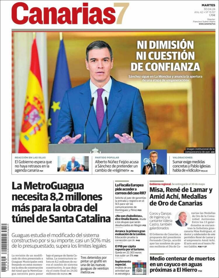 Portada de Canarias 7 (España)