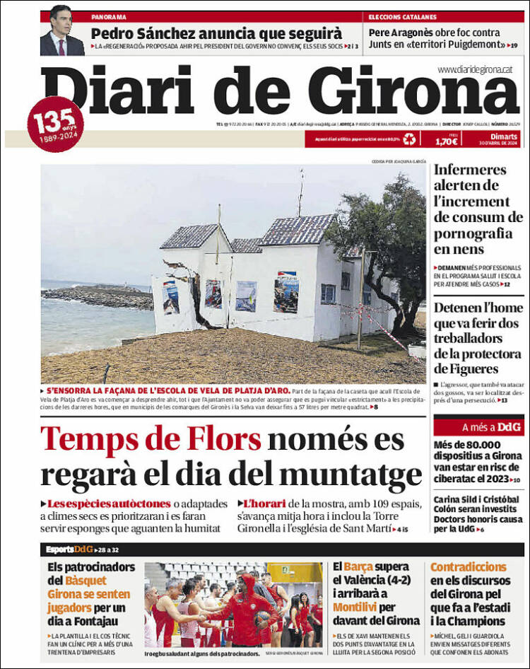 Portada de Diari de Girona (España)