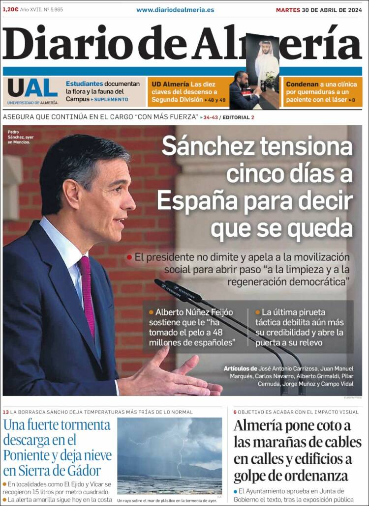 Portada de Diario de Almería (España)
