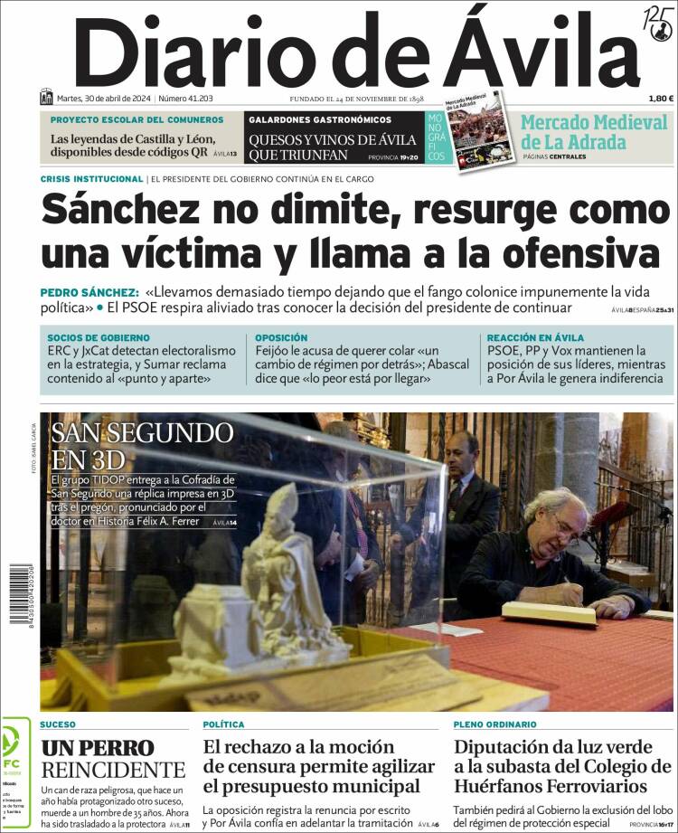 Portada de Diario de Ávila (España)