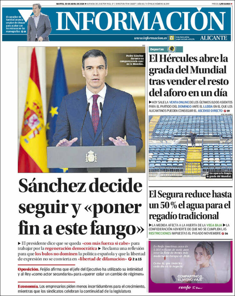 Portada de Diario Información (España)