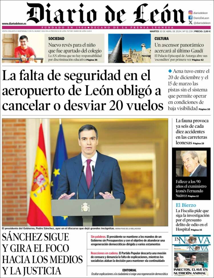 Portada de Diario de León (España)