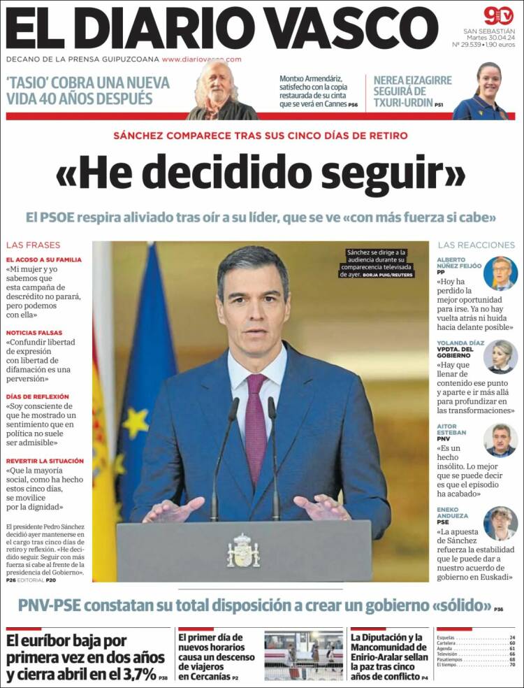 Portada de Diario Vasco (España)