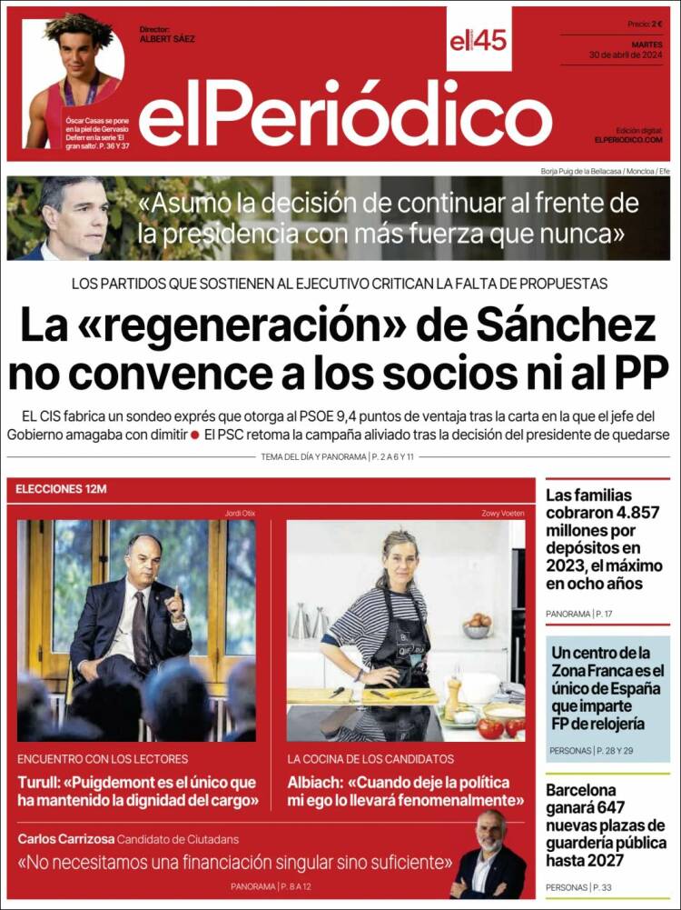 Portada de El Periódico (España)